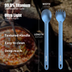 OUTXE Ultralight Titanium Long Handle Fork and Spoon Set