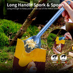 OUTXE Ultralight Titanium Long Handle Fork and Spoon Set